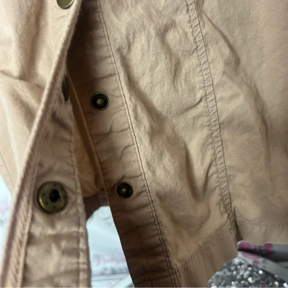 Seduction dress cargo style belt buckle loops snap closure buttons tan military - Picture 4 of 5